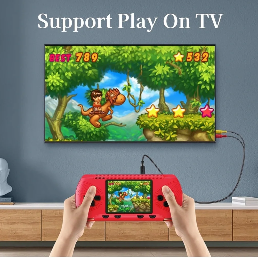 Retro handheld gaming console, 3.5 inch HD screen, 256 built in games. Red